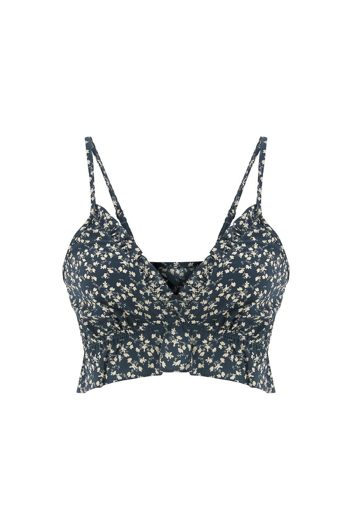 Moonflower Silk Bralette | Navy/Ivory