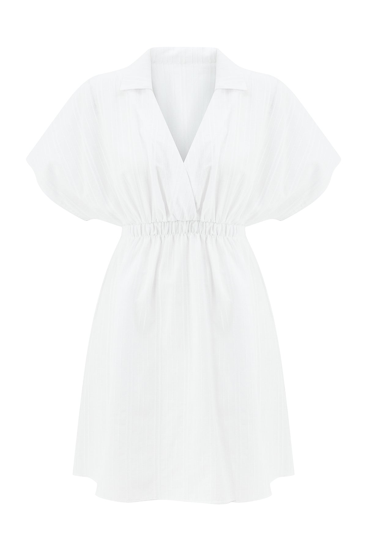 Ponza V Neck Polo Collar Dress | White