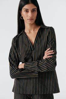 Hollywood Shirt Top | Black Striped