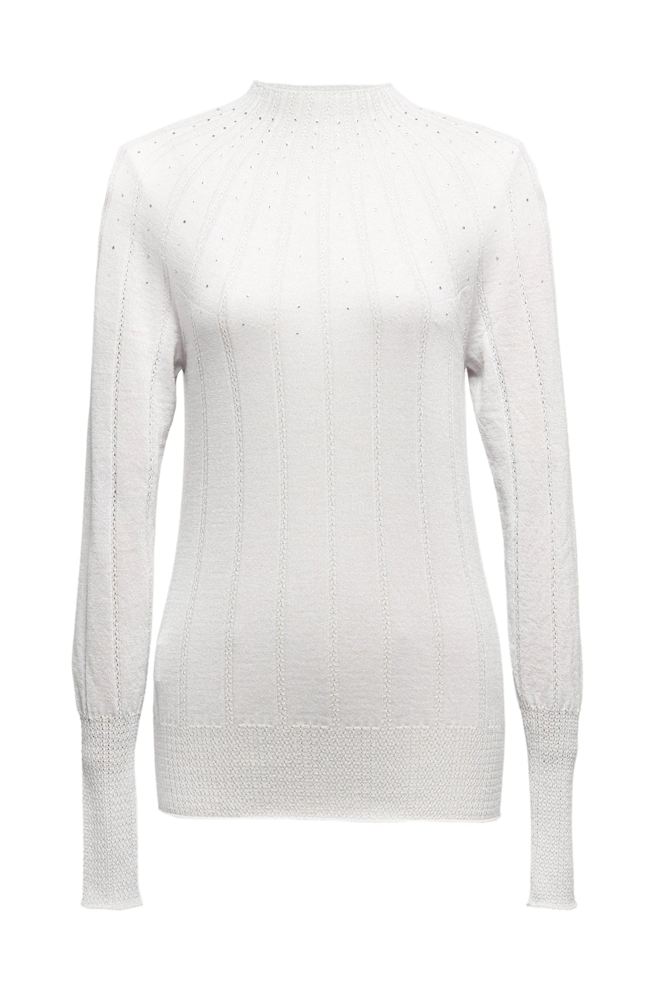 Bead Embellished Crop Knit Top | Grey