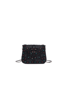 Beaded Textured Handbag | Black