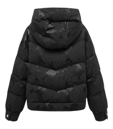 Goose Down Mulberry Silk Jacquard Warm Jacket | Black