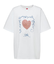Classic Round Neck Heart T-shirt | White
