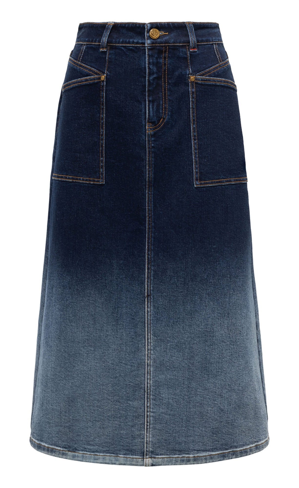 Gradient A-Line Midi Skirt | Blue