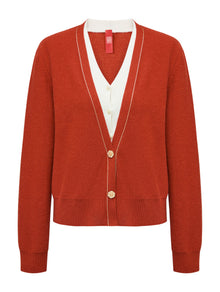 Contrast Knit Cardigan | Orange