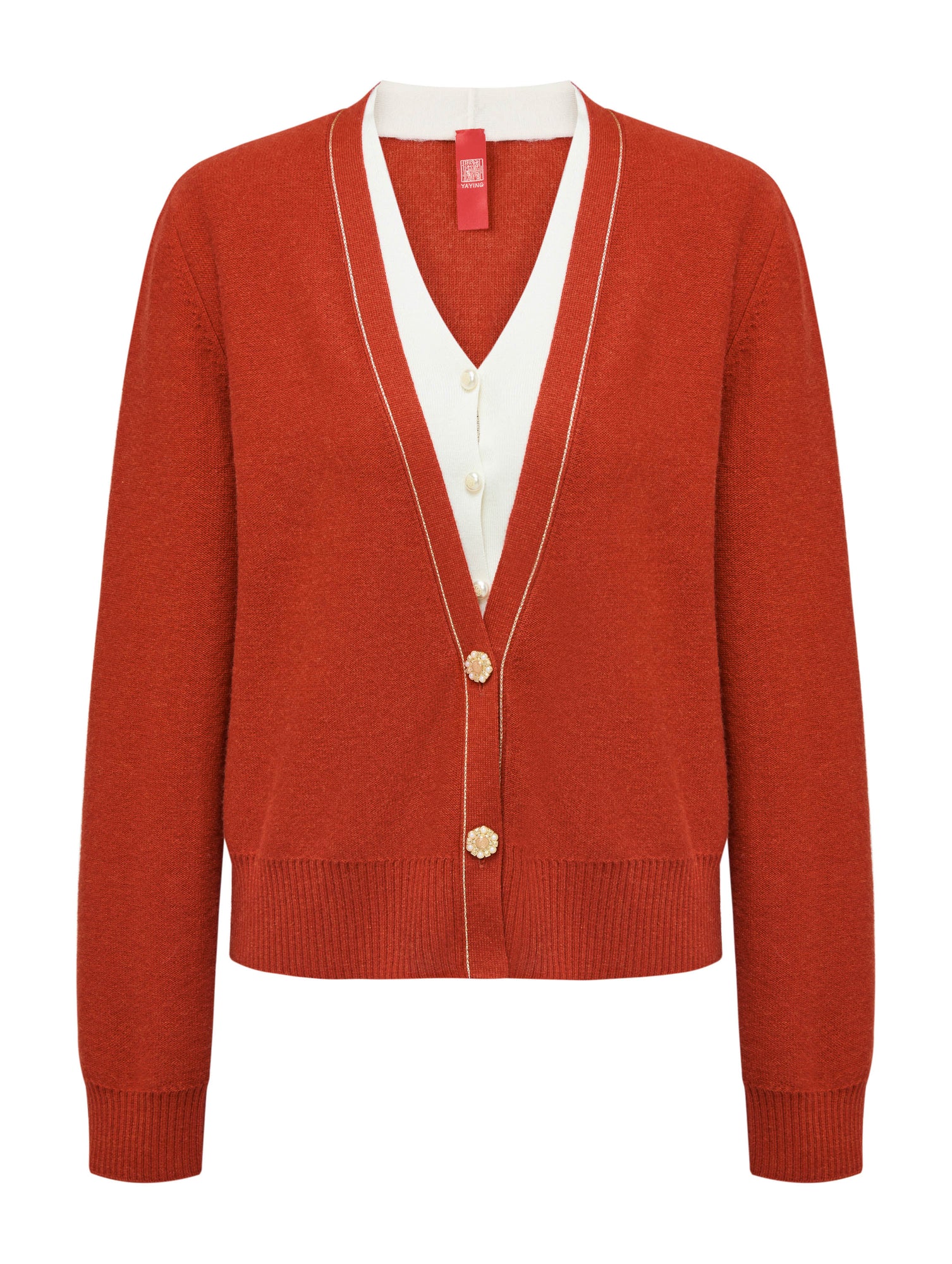 Contrast Knit Cardigan | Orange