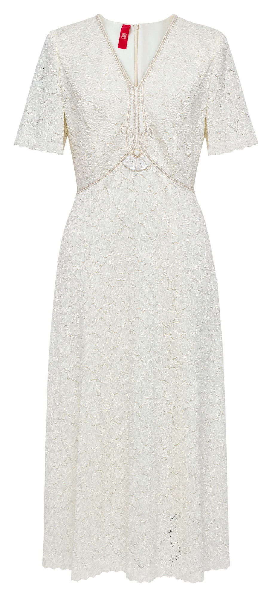 Pleated Lace Dress | Beige