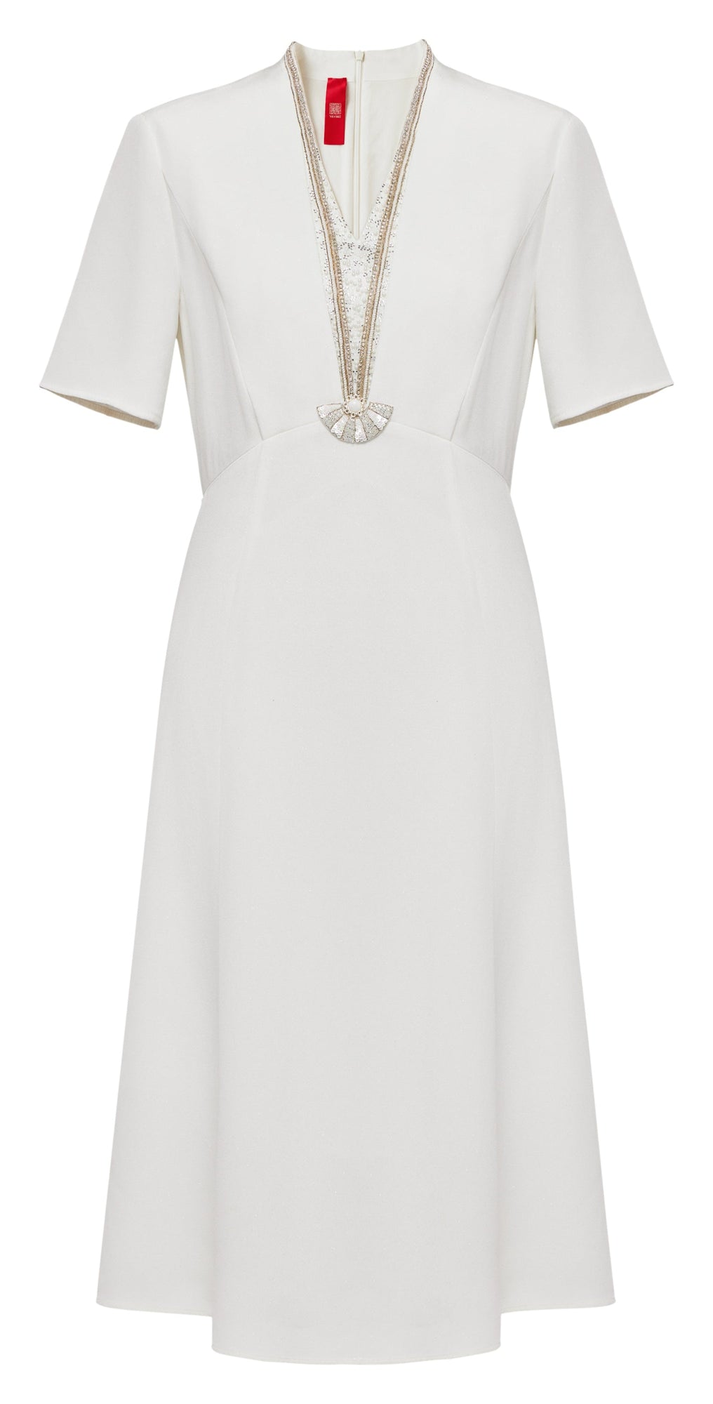 Mulberry Silk Elegant Waist-Defining Dress | White