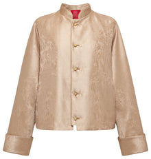 Silk Jacquard Chinese Style Cotton Tops | Khaki