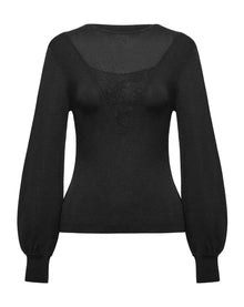 Wool Slim-Fit Knit Top | Black