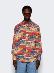 Men | ERL | Printed Woven Shirt | Red Sunset
