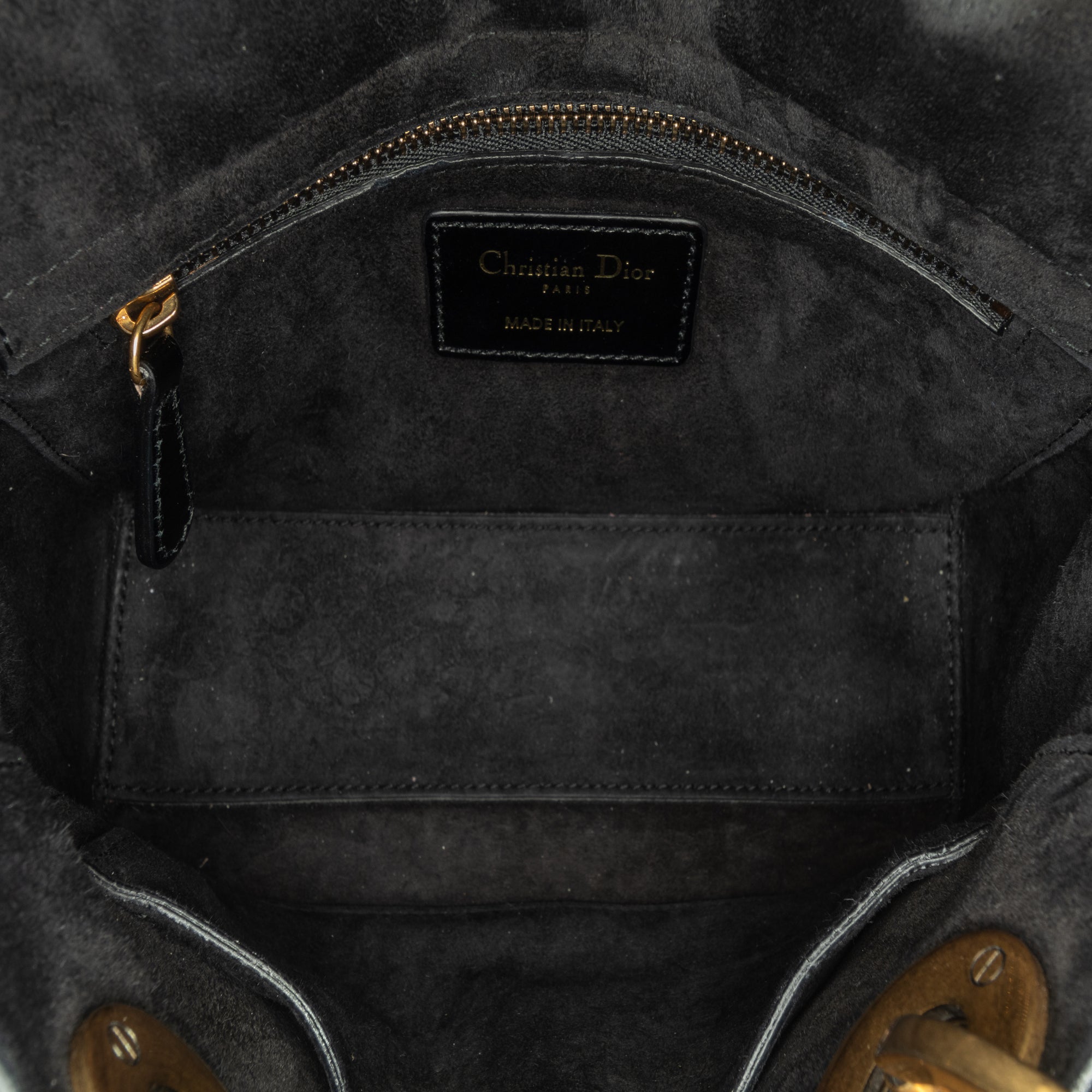 Dior | Pre-Owned Small Crinkled Patent Cannage My ABCLady | Black