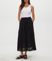 Grace Eyelet Midi Skirt | Black