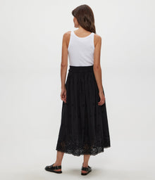 Grace Eyelet Midi Skirt | Black
