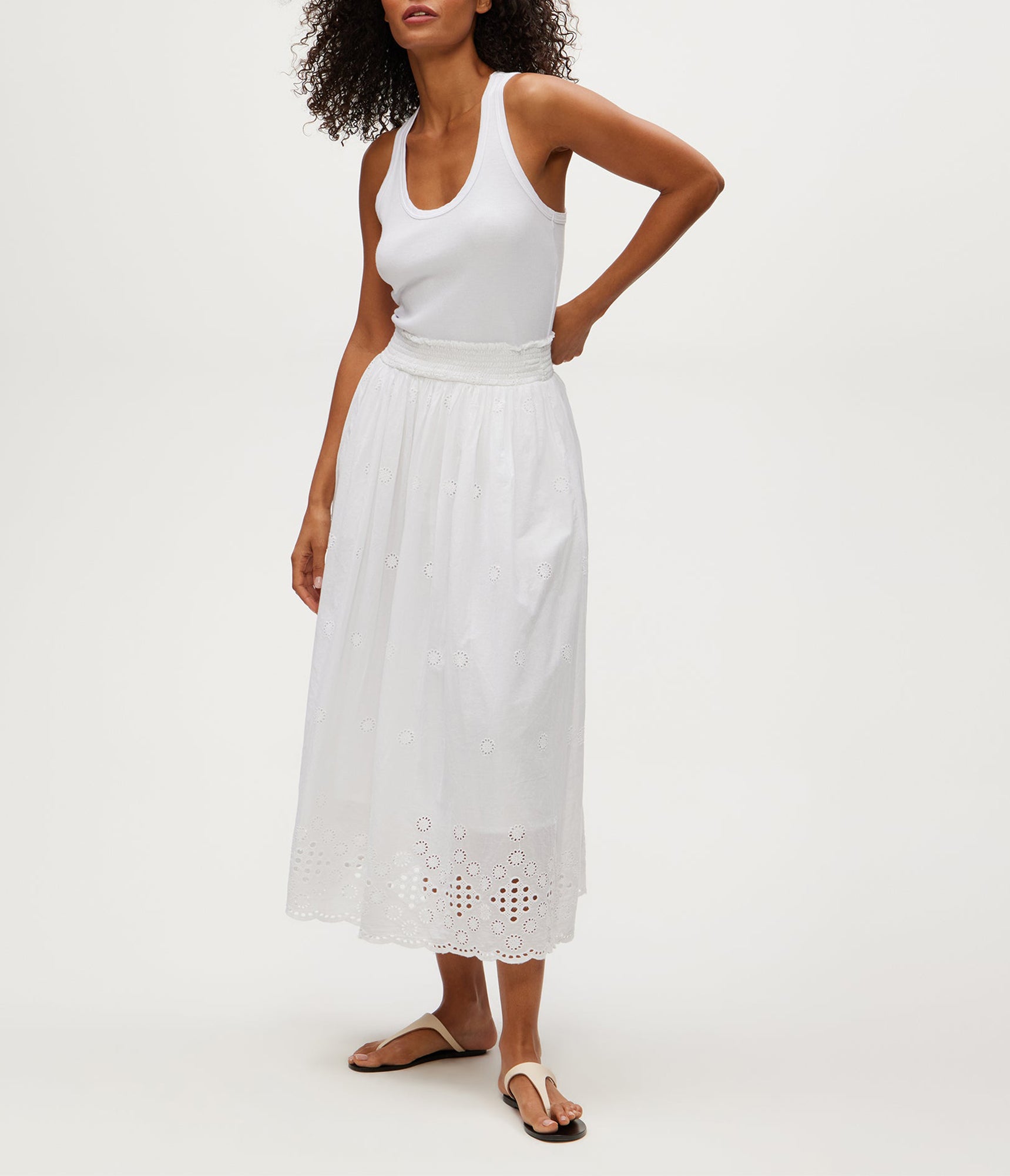Grace Eyelet Midi Skirt | White