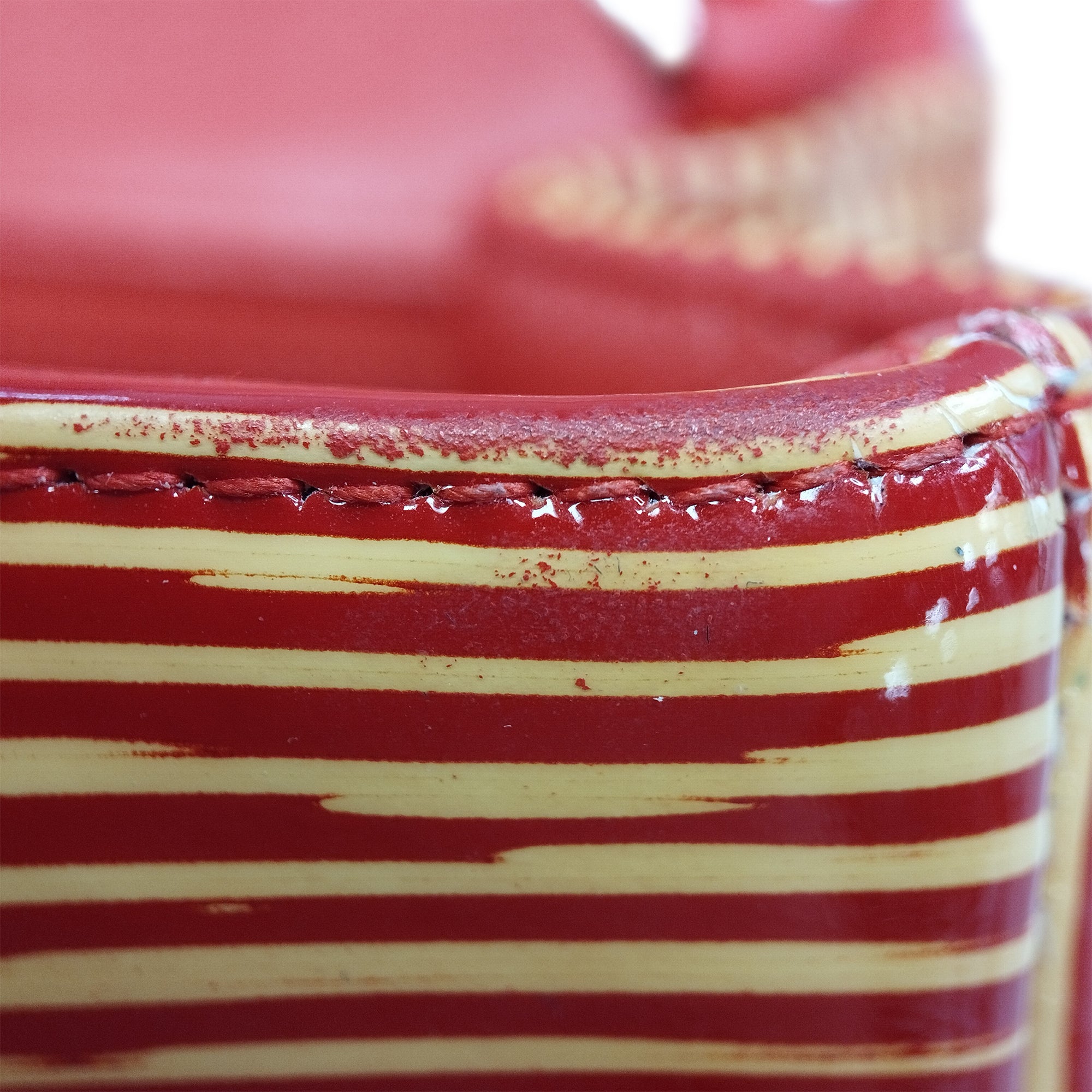 Chanel | Pre-Owned Mini Square Classic Patent Striped Single Flap | Orange