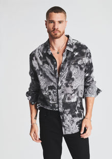 Men | Lawson Button Down | Charcoal Palm