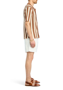 Men | Maximus Crochet Button Down | Terracotta/Eggshell