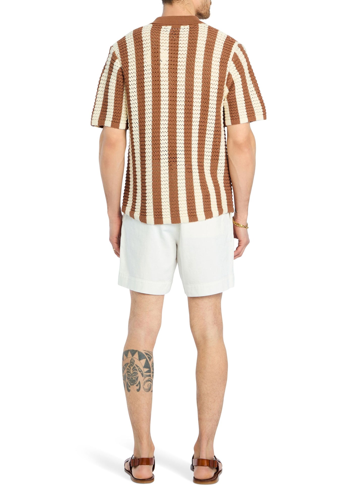 Men | Maximus Crochet Button Down | Terracotta/Eggshell