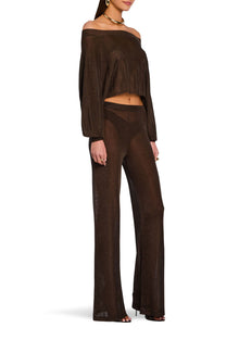 Women | Sheldon Metallic Knit Pant | Slate Brown