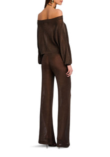 Women | Sheldon Metallic Knit Pant | Slate Brown