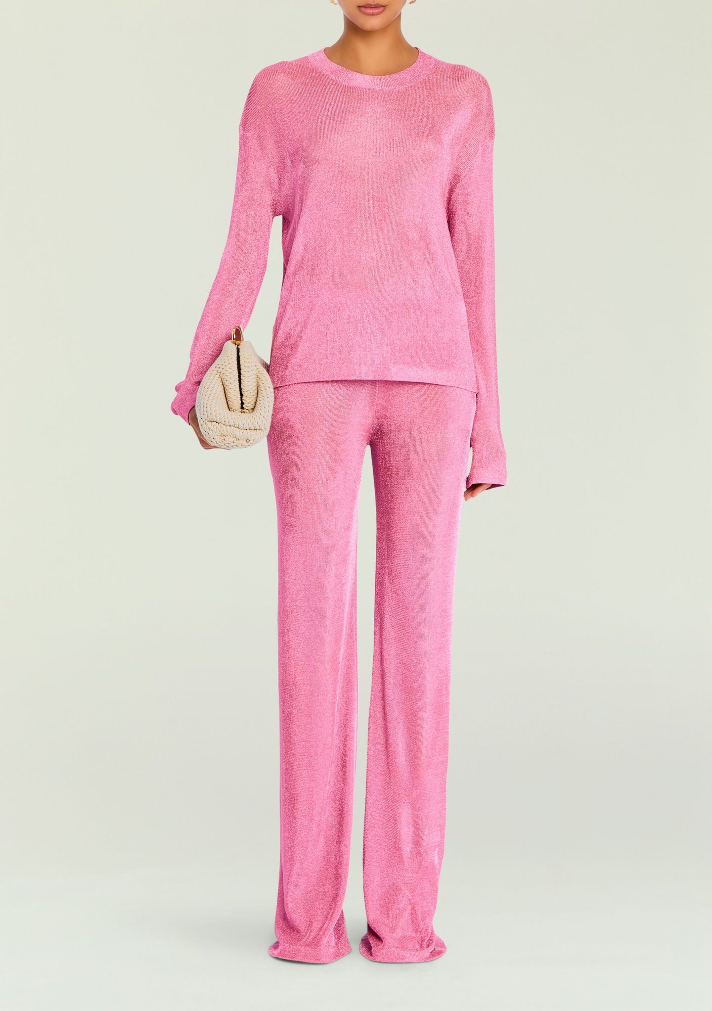 Women | Sheldon Metallic Knit Pant | Bubblegum Pink