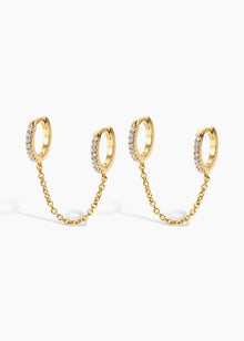 Double Down Earrings | Clear Crystal | 14K Gold Plated