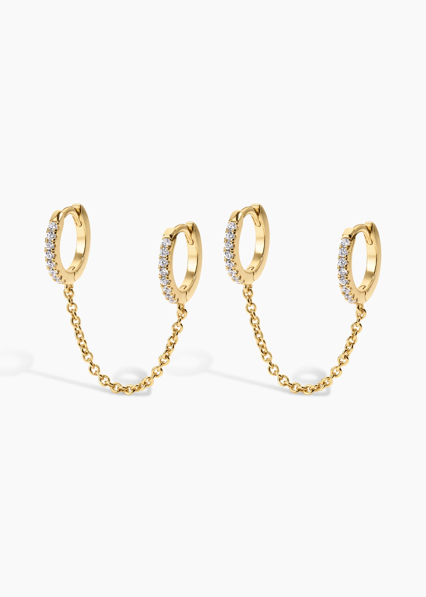 Double Down Earrings | Clear Crystal | 14K Gold Plated