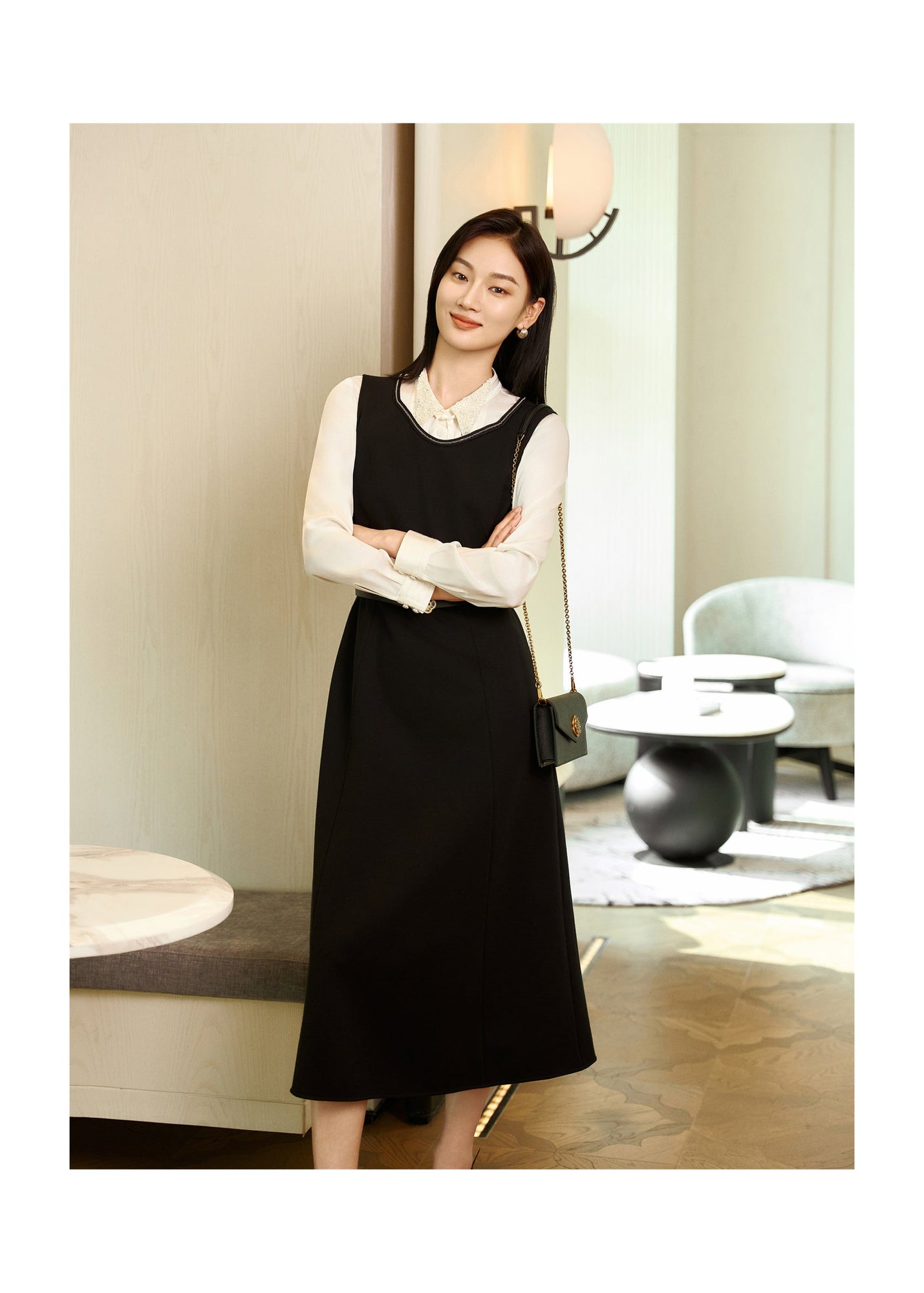 Elegant V-Neck Dress | Black