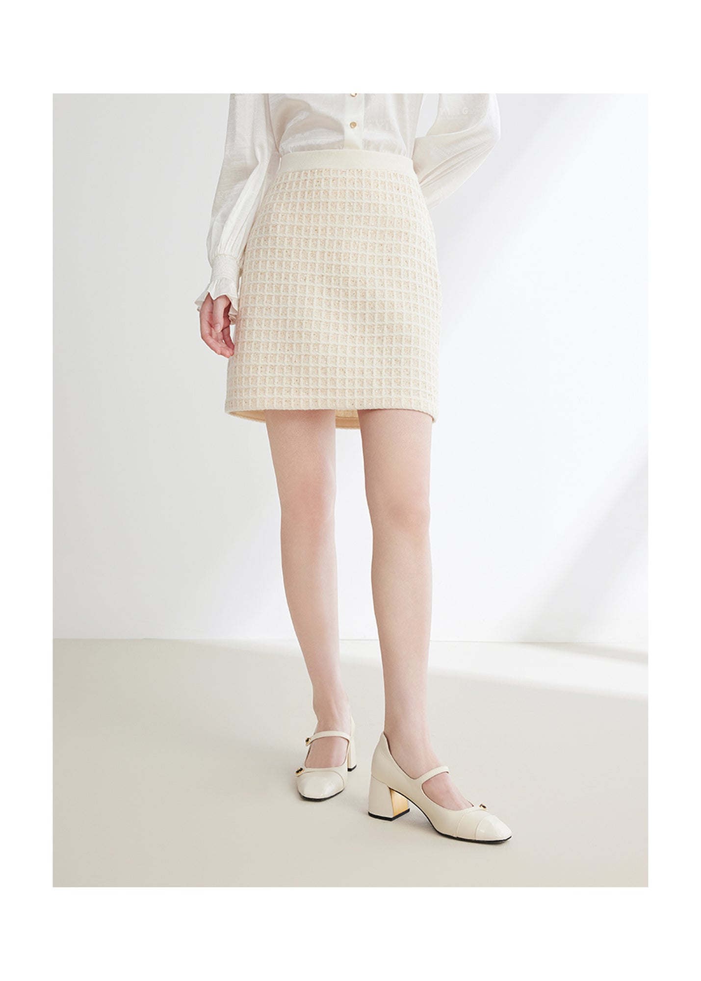 Elegant Woolen Skirt | Beige