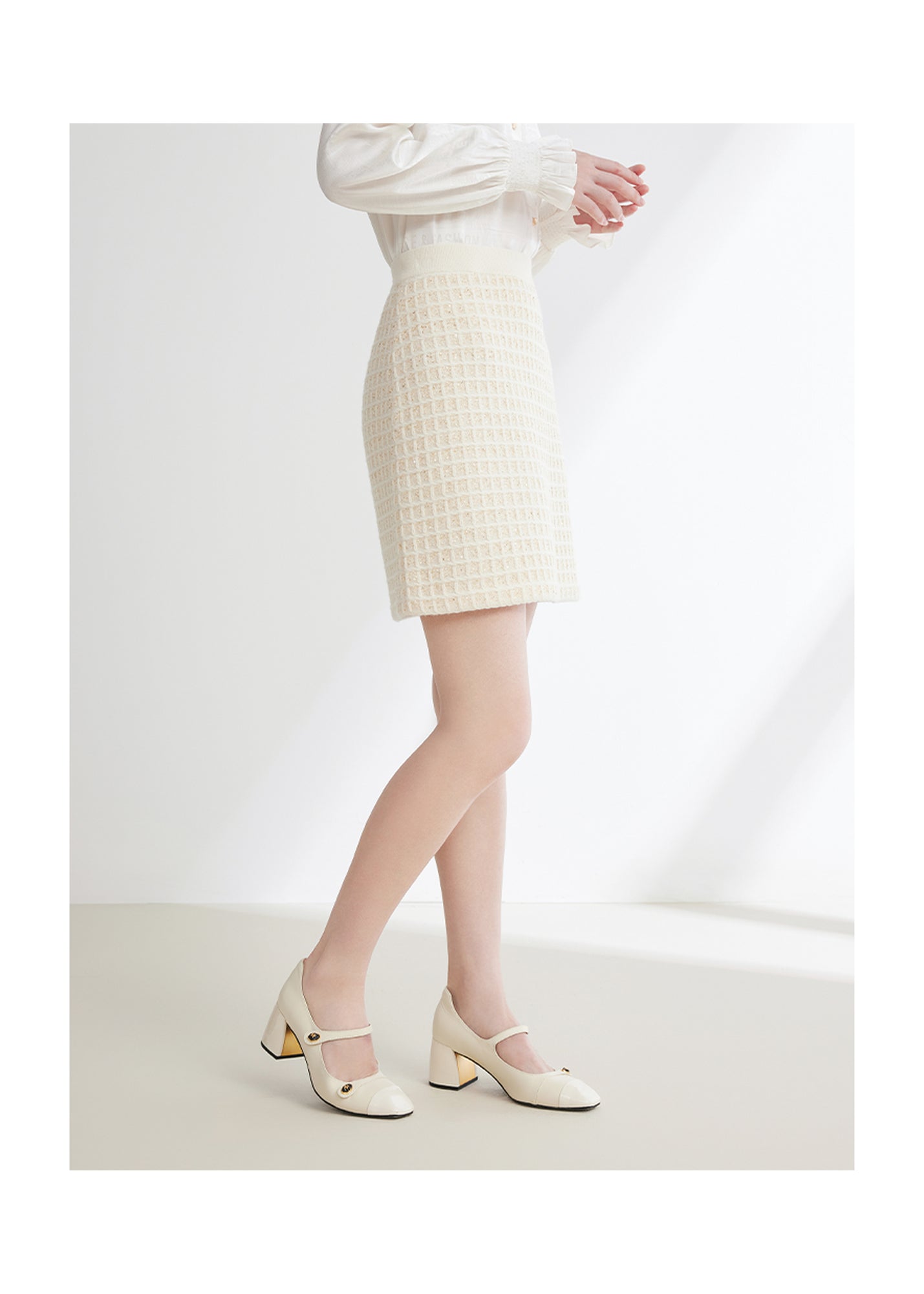 Elegant Woolen Skirt | Beige
