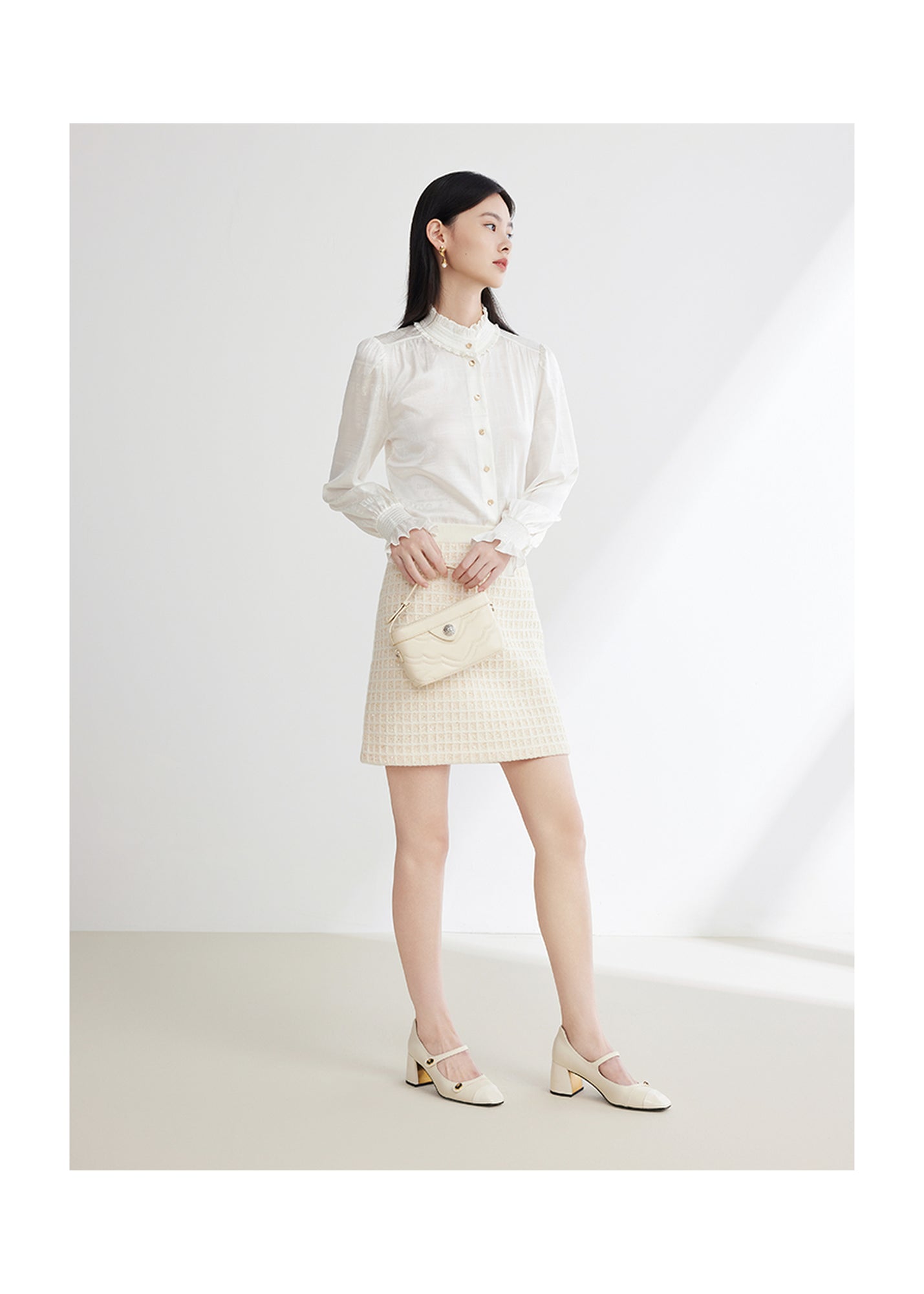 Elegant Woolen Skirt | Beige