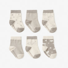 Unisex | Elephant Non Slip Baby Socks 6pk | Gray