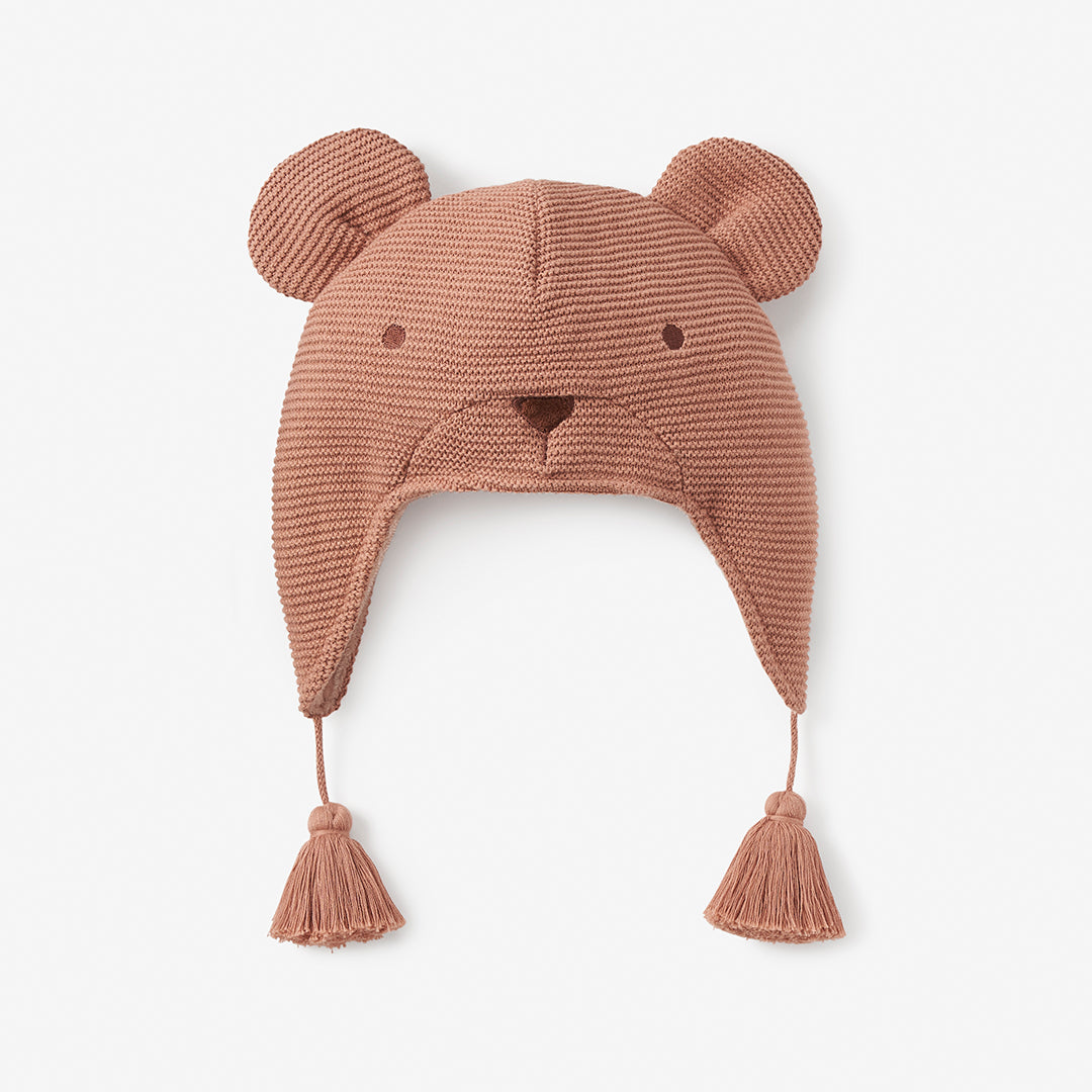 Boys | Bear Aviator Knit Baby Hat | Rust