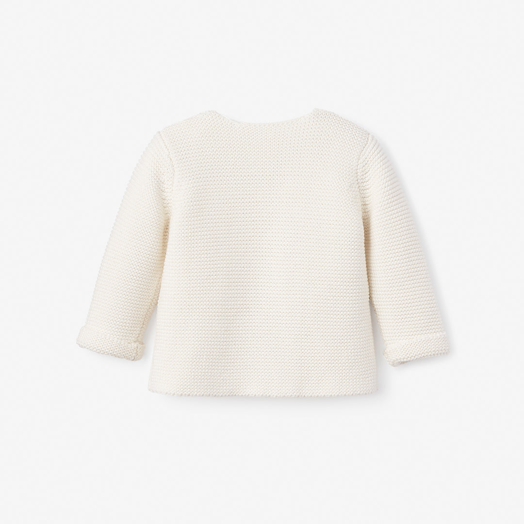 Unisex | Whisper White Sofia + Finn Knit Baby Cardigan | White