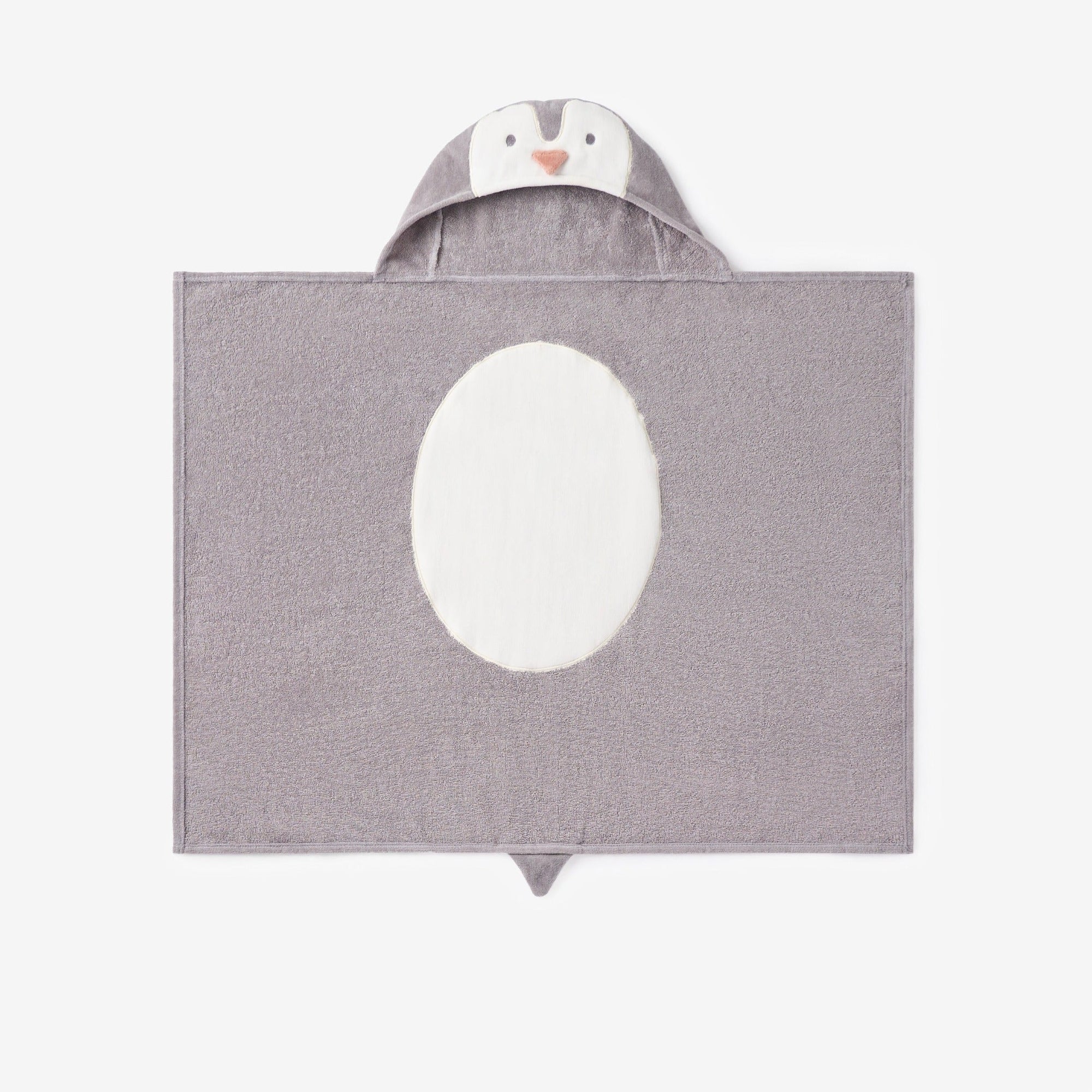 Unisex | Penguin Hooded Baby Bath Wrap | Gray