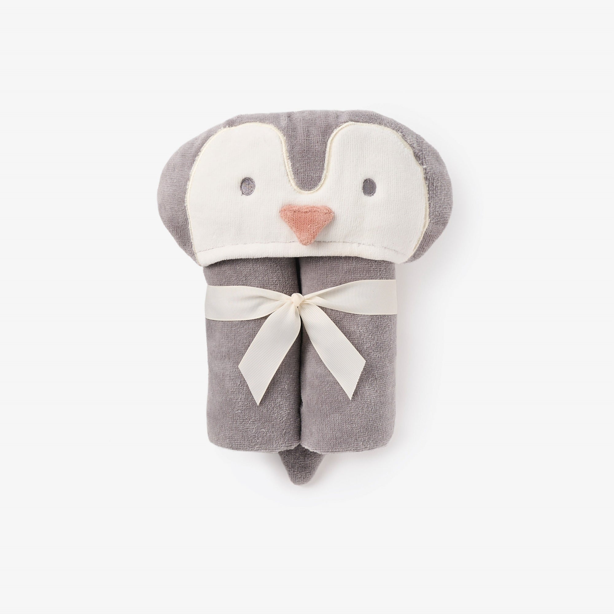 Unisex | Penguin Hooded Baby Bath Wrap | Gray