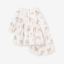 Girls | Magical Mouse Print Mini Cord Lace Collar Dress + Bloomer Set | White