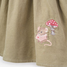 Girls | Magical Mouse Cameo Stripe Mini Cord Top +  Pinafore Dress Set | Sage