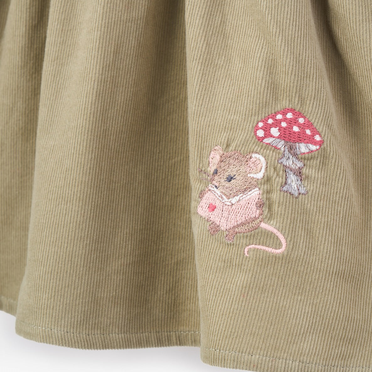 Girls | Magical Mouse Cameo Stripe Mini Cord Top +  Pinafore Dress Set | Sage