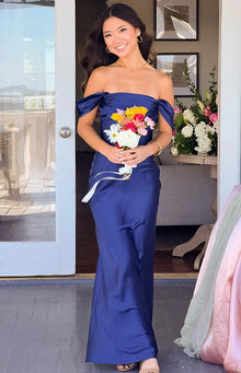 Ella Off Shoulder Formal Maxi Dress | Navy