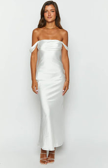 Ella Off Shoulder Formal Dress | White