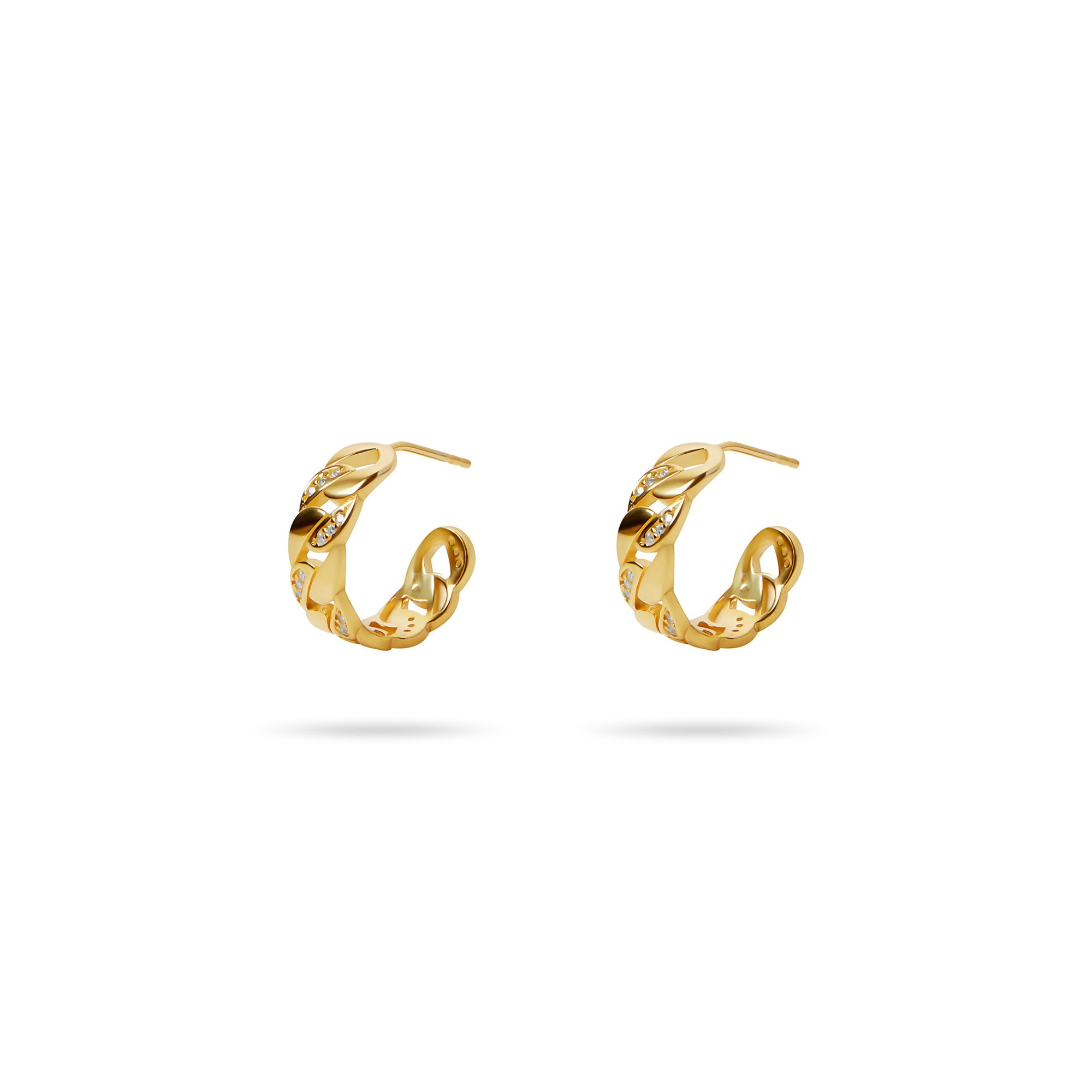 The Iced Curb Link Hoop Earrings | 18KT Gold Vermeil