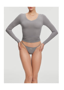 Essential String Thong | Cool Gray