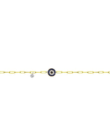 Evil Eye Paperclip Bracelet | 14K Two Tone Gold