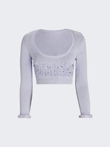 Women | Christopher Esber | Crochet Scoop Neck Long Sleeve Crop | Lilac