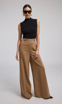 Johanna Suiting Turn-Lock Belted Pants | Camel