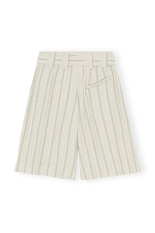 Drapey Stripe Suiting Wide Belt Shorts | Phantom Stripe