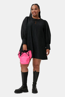 Jacquard Organza A-shaped Mini Dress | Black