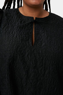 Jacquard Organza A-shaped Mini Dress | Black